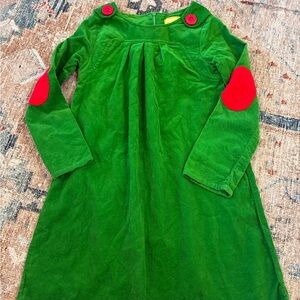 Two Patches Girls Green Corduroy Dress Red Sleeve Patches Size 6
